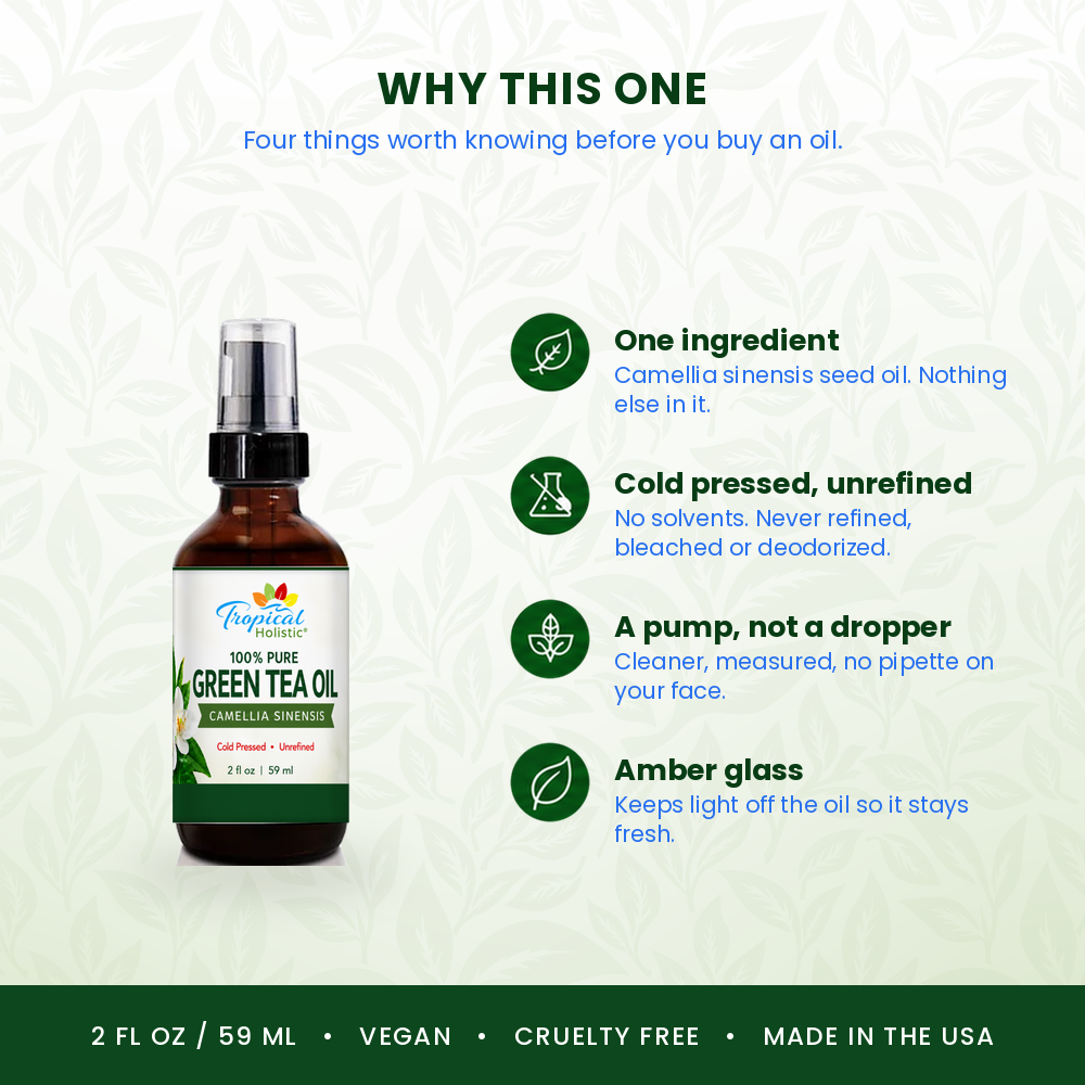 100% Pure Green Tea Seed Oil – Cold Pressed & Unrefined, 2 oz