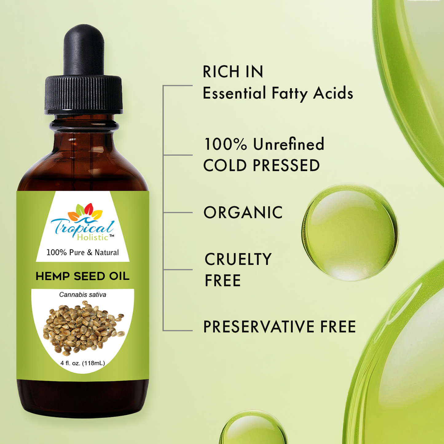 100% Pure Organic Hemp Seed Oil – Cold Pressed & Unrefined
