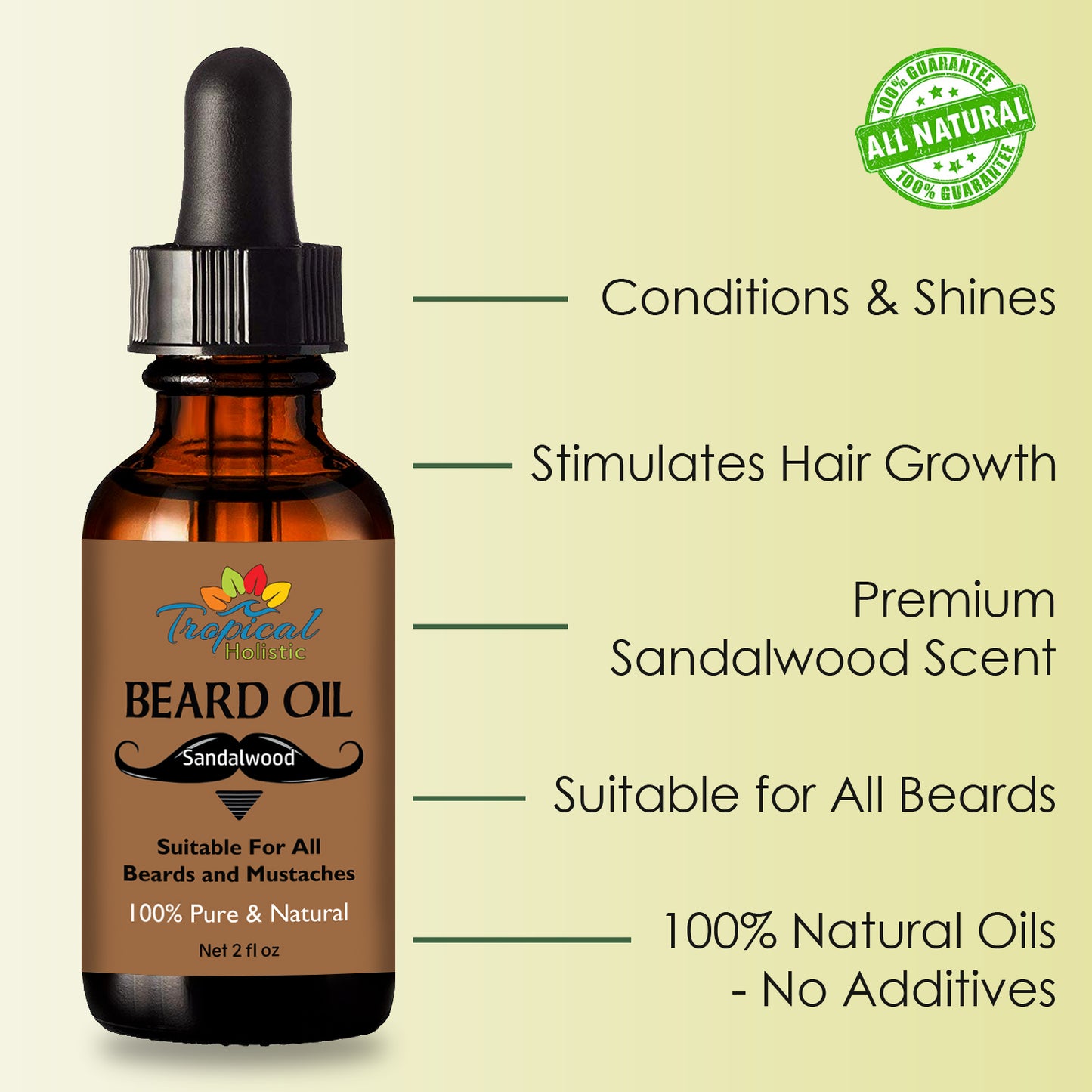 Sandalwood Beard Oil 2oz - Tropical-Holistic