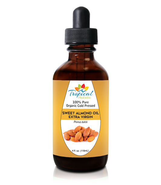 Organic Sweet Almond Oil 4 oz, Hexane Free for Skin and Hair - Tropical-Holistic