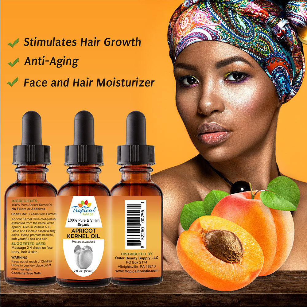 100% Pure Organic Apricot Kernel Oil 2 oz- Tropical-Holistic