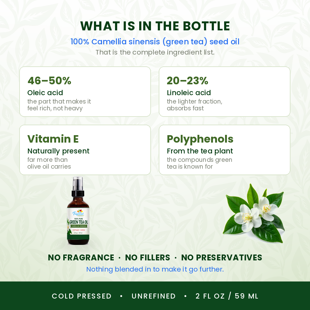 100% Pure Green Tea Seed Oil – Cold Pressed & Unrefined, 2 oz