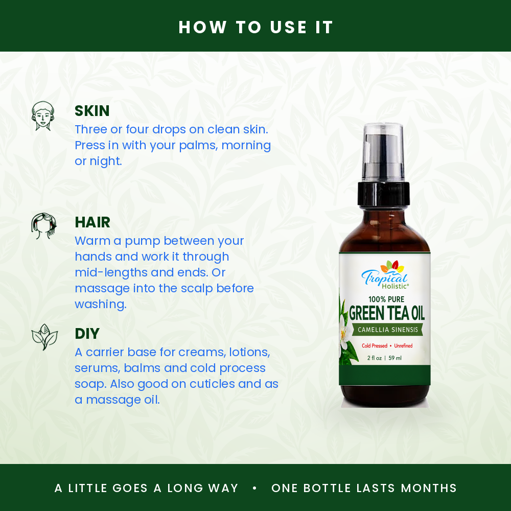 100% Pure Green Tea Seed Oil – Cold Pressed & Unrefined, 2 oz