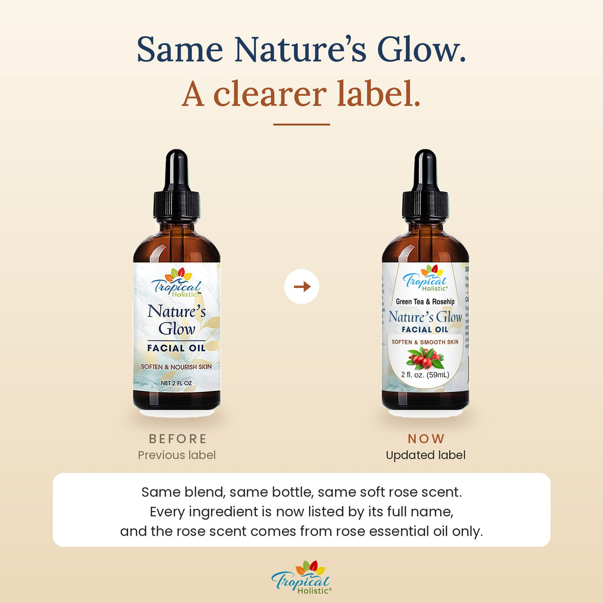 Nature's Glow Facial Oil - Green Tea & Rosehip Face Serum for Dry, Mature Skin, 2 fl oz