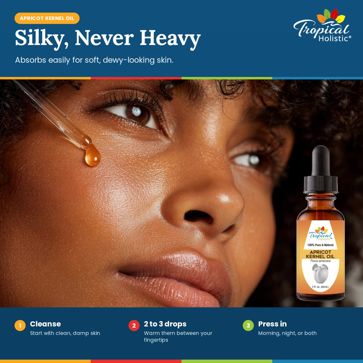 Apricot Kernel Oil for Skin, Face & Hair - Cold Pressed, 2 fl oz