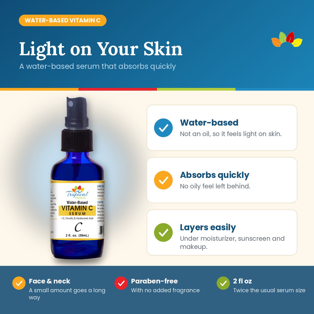 Vitamin C Serum for Face with Hyaluronic Acid & Vitamin E, 2 fl oz