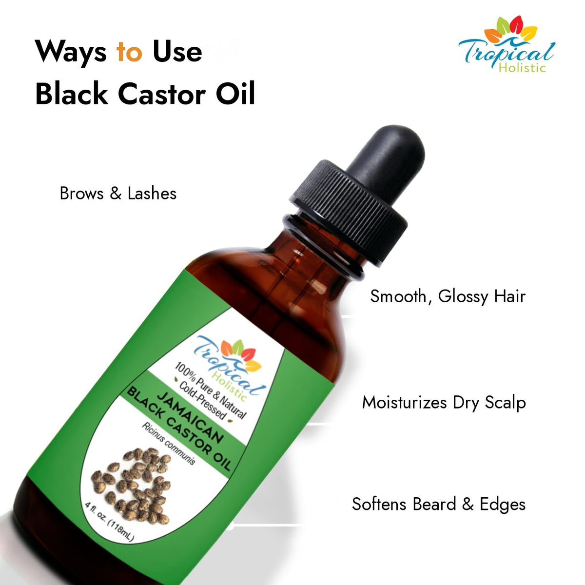 Jamaican Black Castor Oil for Hair, Beard & Lashes, 4 oz