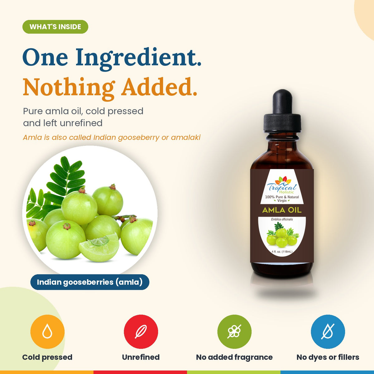 Amla Oil for Hair and Skin, Cold Pressed, 4 oz