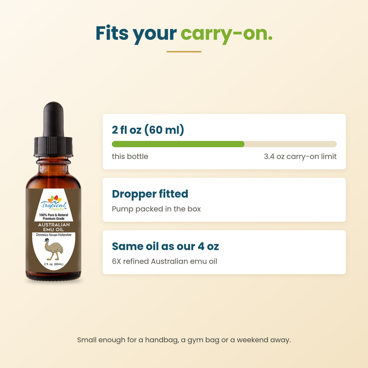 Australian Emu Oil, 6X Refined & Pure | Tropical Holistic 4 oz