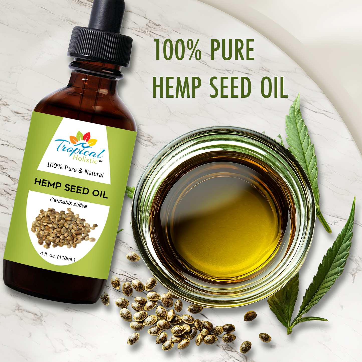 100% Pure Organic Hemp Seed Oil – Cold Pressed & Unrefined
