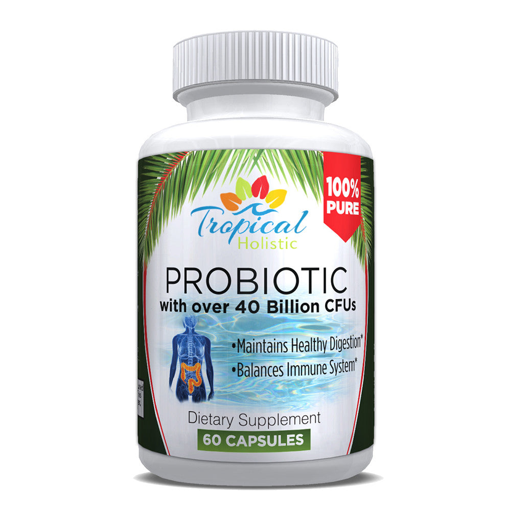 Probiotics Supplement 40 Billion CFU - 60 Vegetarian Capsules - Tropical-Holistic