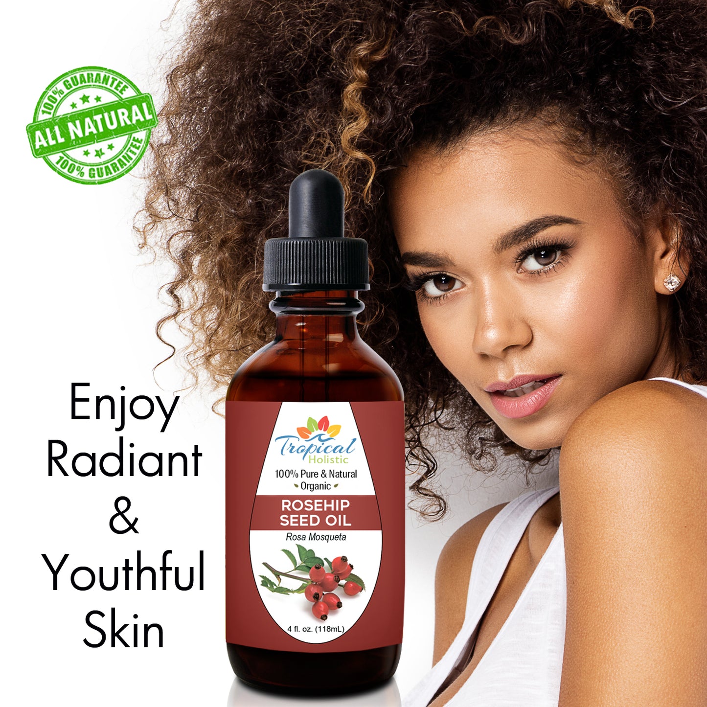 100% Pure Rosehip Oil 4 oz - Organic & Virgin - Tropical-Holistic