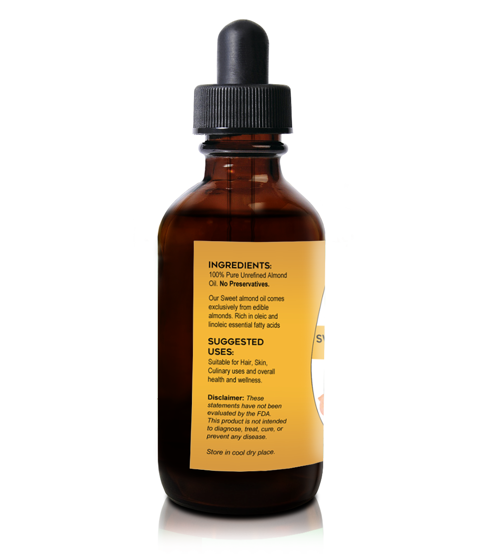 Organic Sweet Almond Oil 4 oz, Hexane Free for Skin and Hair - Tropical-Holistic