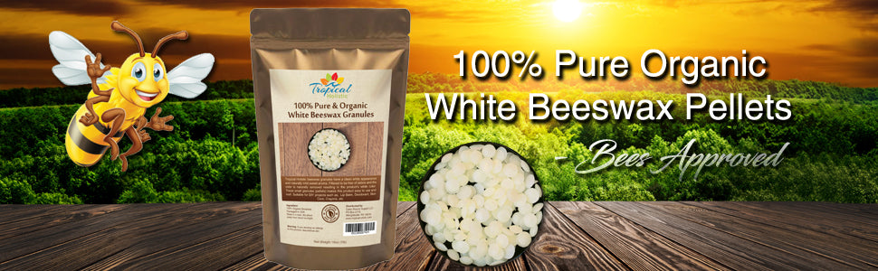 Organic White Beeswax Granules (Pellets) 1lb - Pure, Natural, Great For DIY Projects, Skin Care, Lip Balms, Candles - Tropical-Holistic