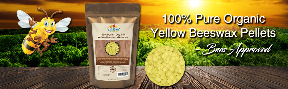 Organic Yellow Beeswax Granules (Pellets) 1lb - Pure, Natural, Great For DIY Projects, Skin Care, Lip Balms, Candles - Tropical-Holistic
