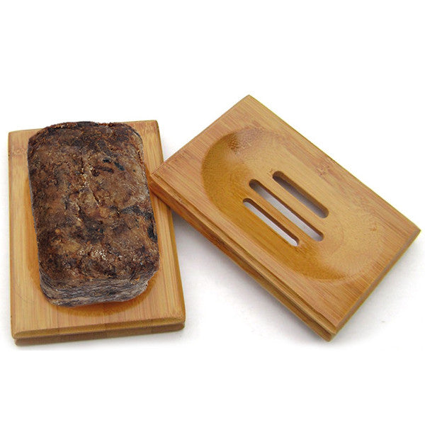 100% Raw Natural African Black Soap + Bonus Bamboo Wooden Dish - Tropical-Holistic