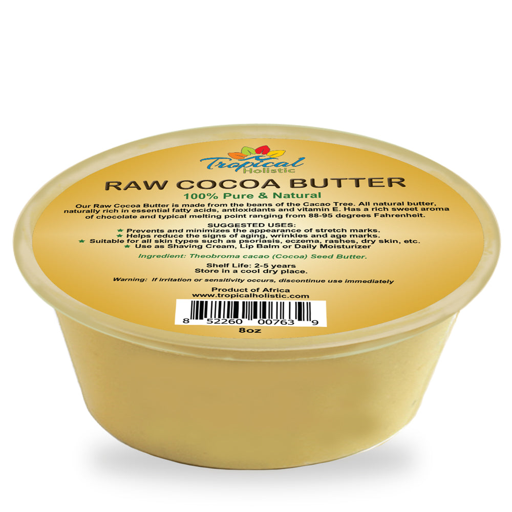 100% Pure Raw African Cocoa Butter 8oz - Tropical-Holistic