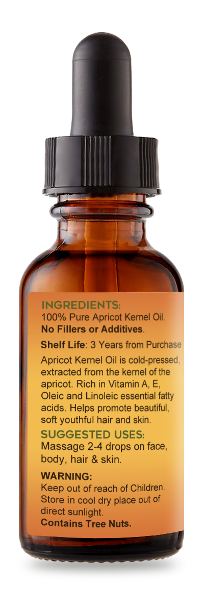 Buy 100% Pure Organic Apricot Kernel Oil 2 oz - Tropical Holistic