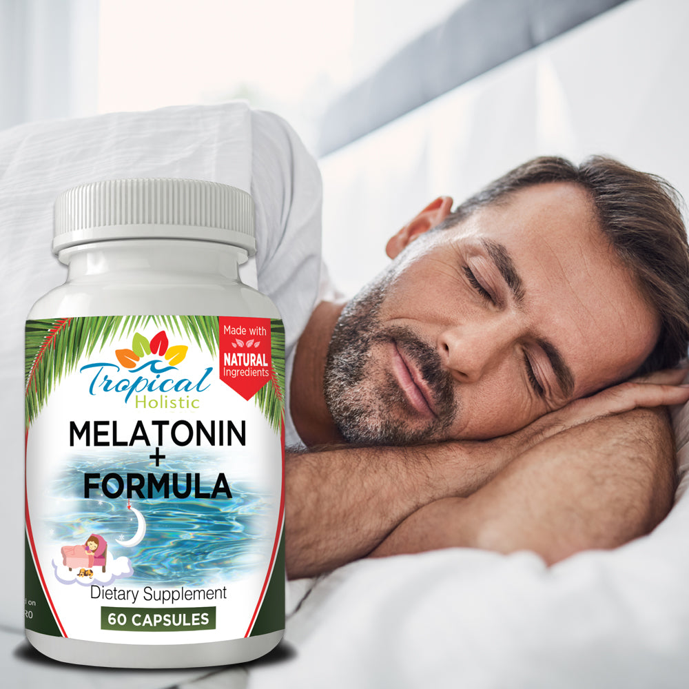 Melatonin Plus Natural Supplement with Vitamin B-6 and Chamomile – 60 Capsules - Tropical-Holistic