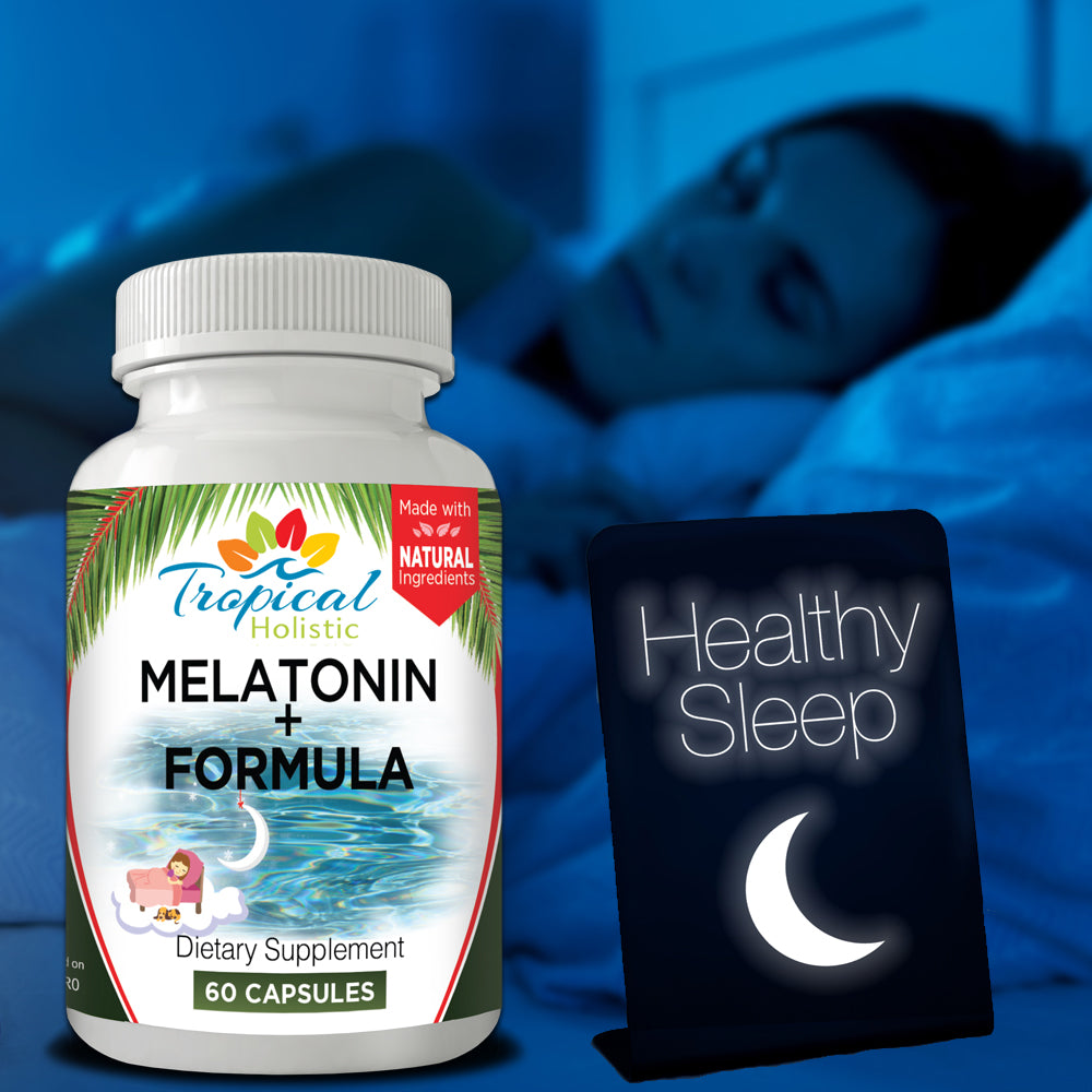 Melatonin Plus Natural Supplement with Vitamin B-6 and Chamomile – 60 Capsules - Tropical-Holistic