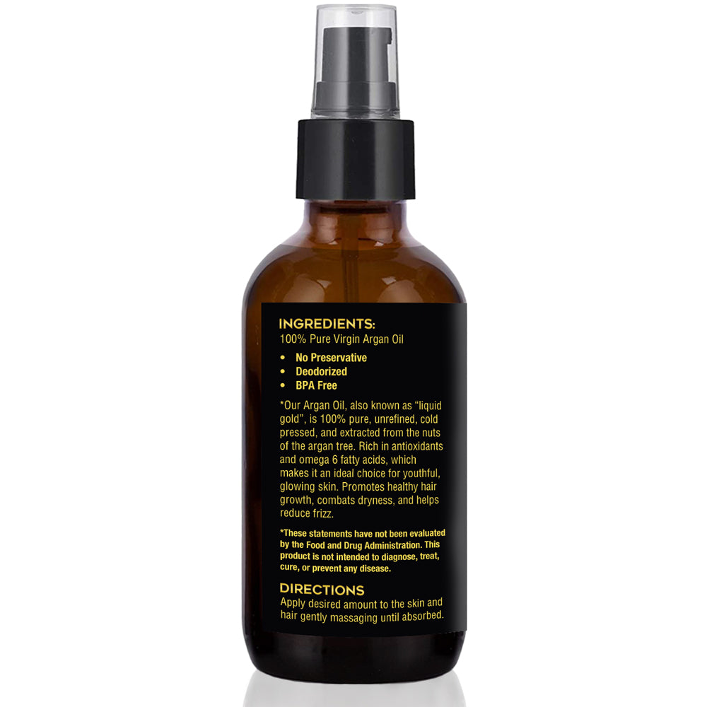 100% Pure Moroccan Argan Oil 4 oz - Organic & Unrefined - Tropical-Holistic