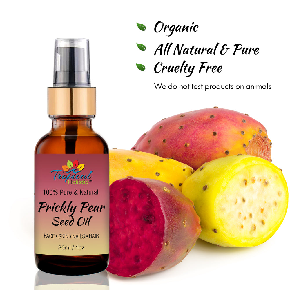 Tropical Holistic Organic Prickly Pear Cactus Seed Oil (Barbary Fig) 1 oz 100% Pure Virgin, Cold Pressed, All Natural Face, Dry Skin & Body Moisturize