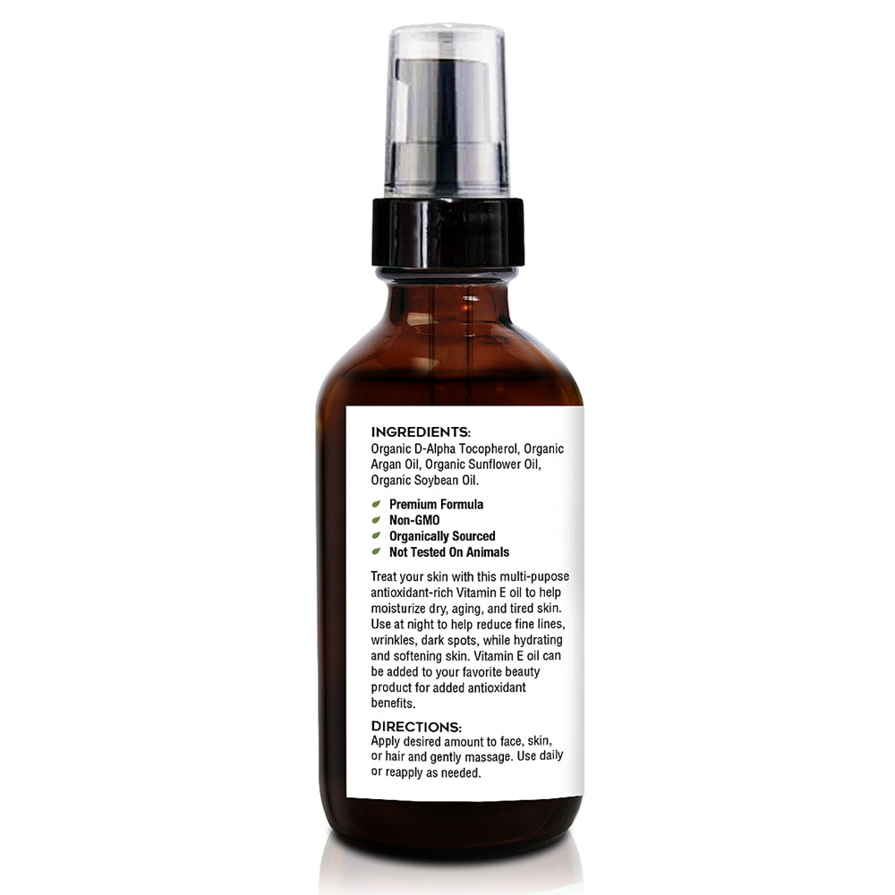 Organic Vitamin E Oil for Scars 4oz - 100% All Natural Plant Based - 43,000IU