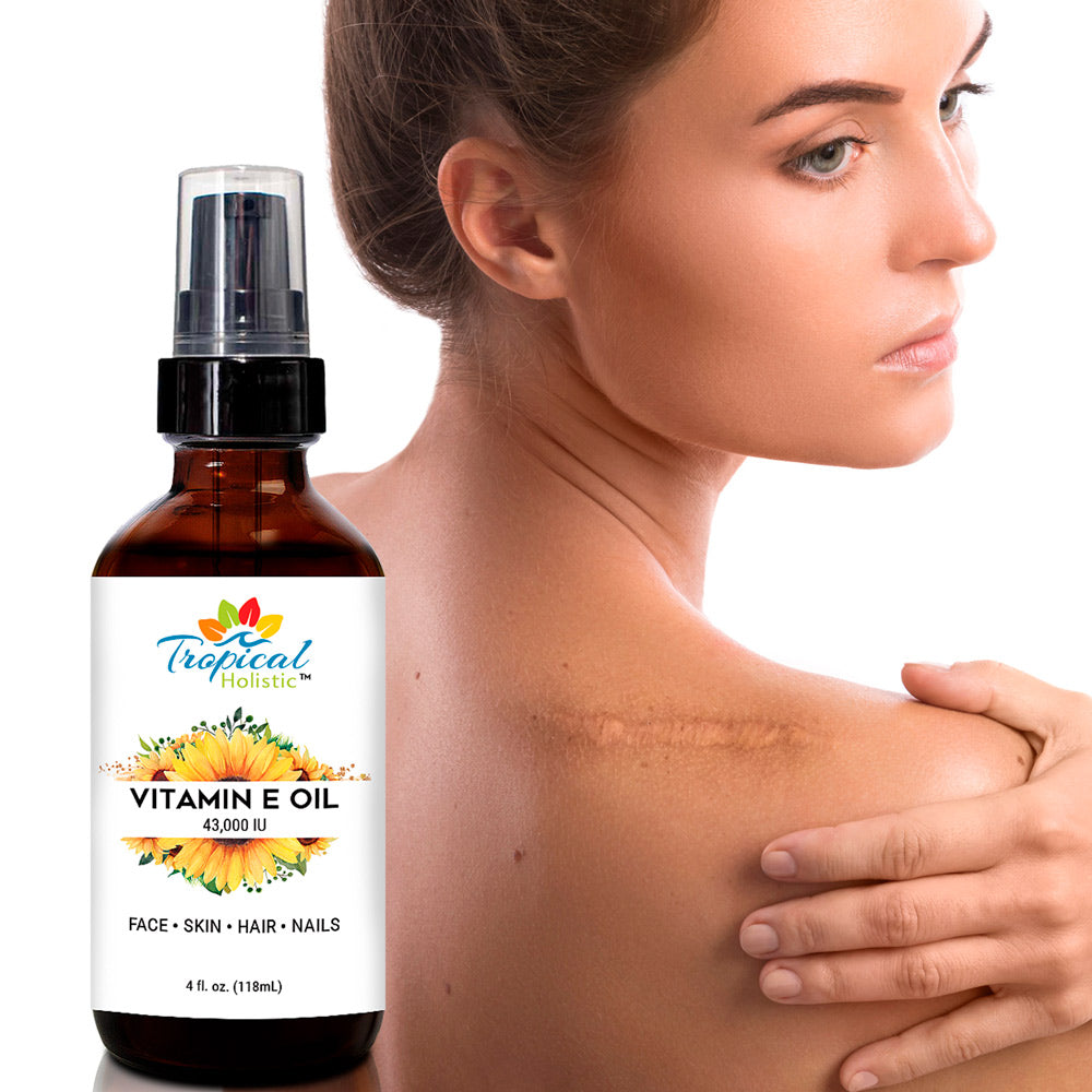 Organic Vitamin E Oil for Scars 4oz - 100% All Natural Plant Based - 43,000IU